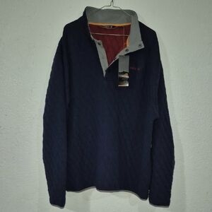 Orvis Dark Blue and Gray Zip Up Sweater Xl
